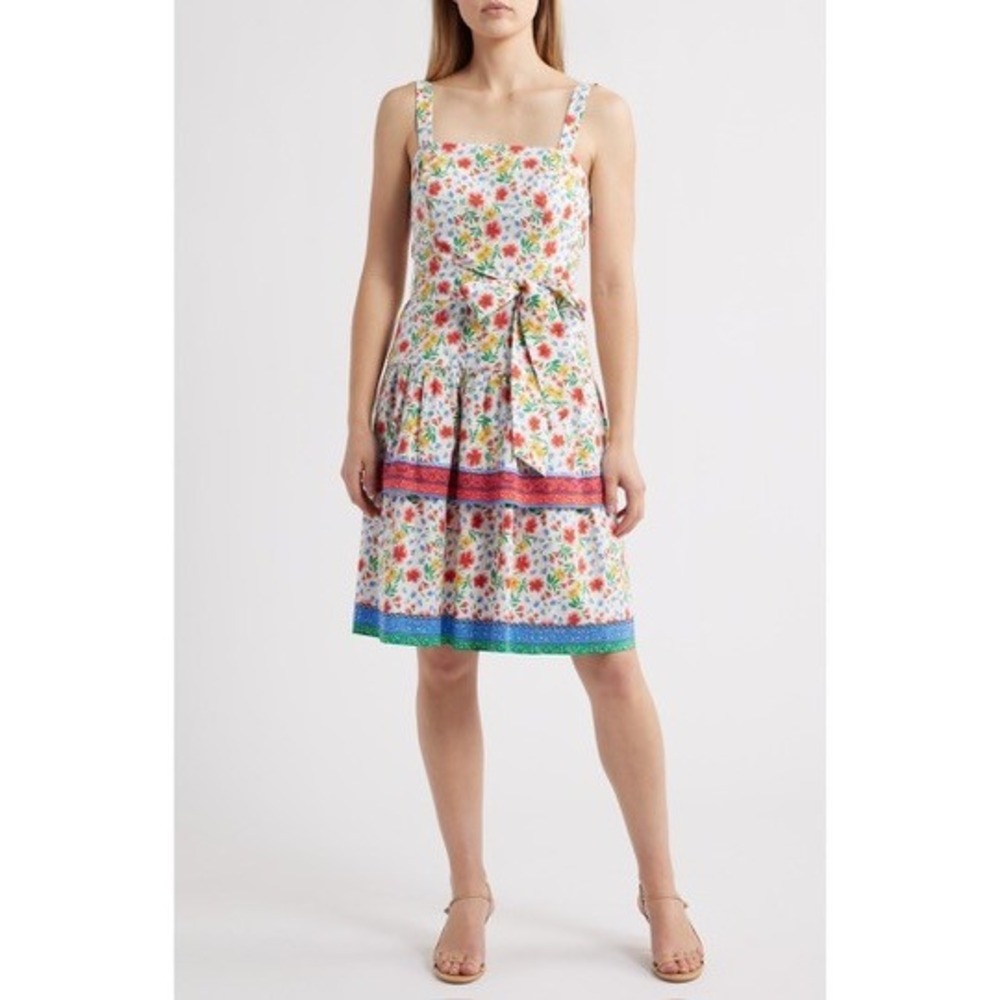 Eliza J Petite Printed Square-Neck Sleeveless Dress 12P NWT